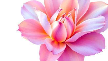 Botanical illustration of a stunning pink and orange flower with smooth, curved petals. The digital artwork captures the subtle color transitions and fine veins of each petal, creating a soft yet vibr