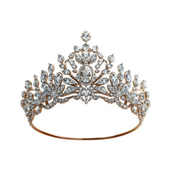 Obraz premium Elegant Gold Tiara with Marquiss and Diamonds Isolated on Transparent Background