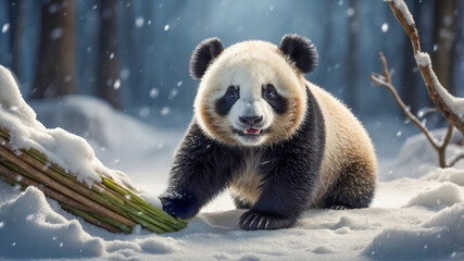 Obraz premium AI-generated images of playful baby Panda