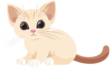 Cute Kitten Sitting, White Background, Pet Illustration, Childrens Book