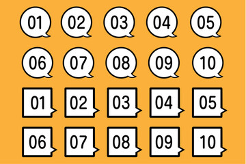 数字のアイコンセット-ふきだし