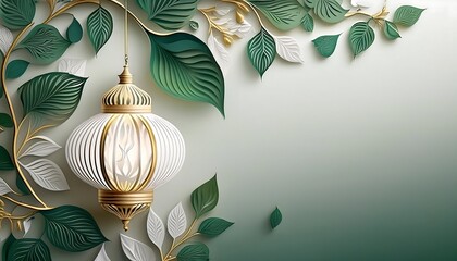 Elegant Ramadan Kareem Background with Lanterns, Crescent Moon, and Floral Patterns in Gold and Blue
