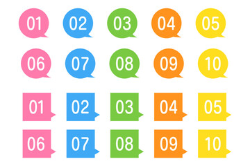 数字のアイコンセット-カラフル