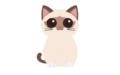 Fototapeta premium Cute cartoon kitten sitting, white background, pet illustration, children's book (1)