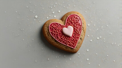 Fototapeta premium Sweet Heart-Shaped Cookie on Transparent Background