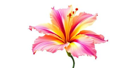 Fototapeta premium Botanical illustration of a stunning pink and orange flower with smooth, curved petals. The digital artwork captures the subtle color transitions and fine veins of each petal, creating a soft yet vibr