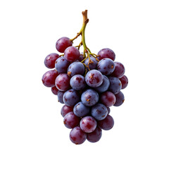 Fototapeta premium Red grape cluster with leaves isolated on white background.