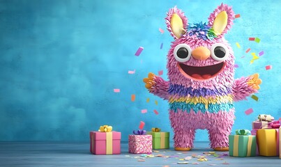 Fototapeta premium Happy Pi?ata Bunny Celebrates Birthday Party