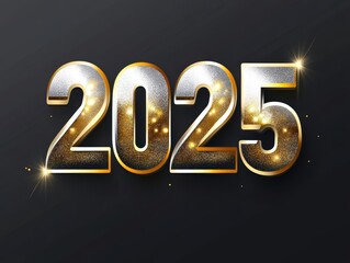 3d font of 2025 with gold and silver text
