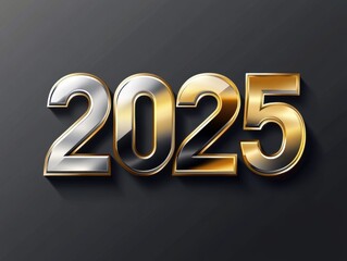 3d font of 2025 with gold and silver text