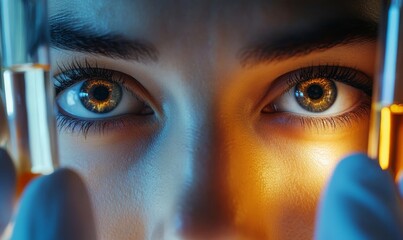 A scientist holds a vial of glowing liquid, their eyes filled with both fear and hope, as they push the boundaries of genetic engineering, Generative AI