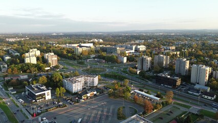 Aerial view of urban neighborhood with modern housing estate