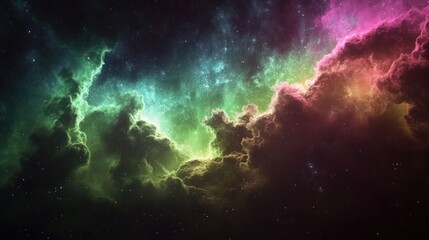 Fototapeta premium Cosmic Nebula, vibrant colors, interstellar dust, stars background, space exploration
