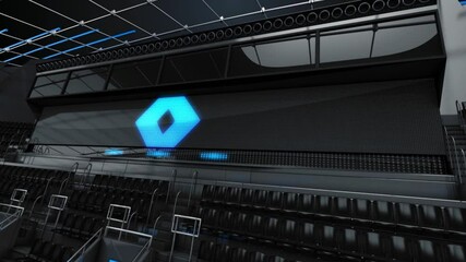 Sports News broadcast set with video green screen, professional broadcast Gallery background highlighting on digital LCD board