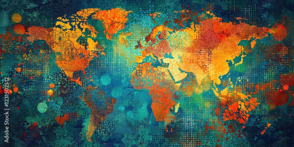 Wall mural a creative depiction of global consistency, featuring repeated patterns across continents.