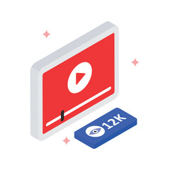 Video Views Vector Filled Icon Style. Eps 10 File 