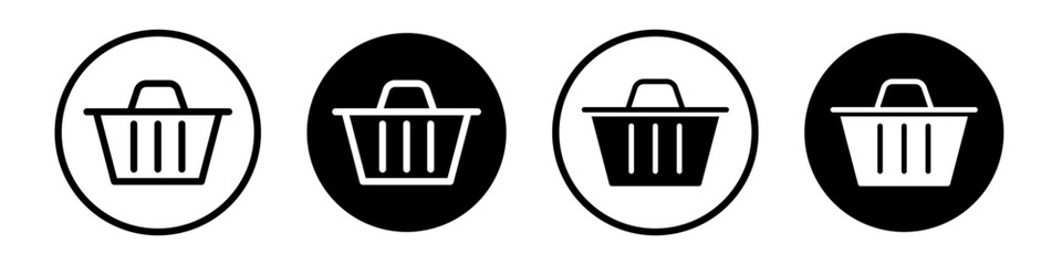 Shopping basket icons pack in black and white versions for web.