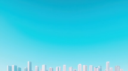 Fototapeta premium Net Zero Emission City skyline with clear blue skies, showcasing efforts to reduce air pollution and achieve net zero emissions
