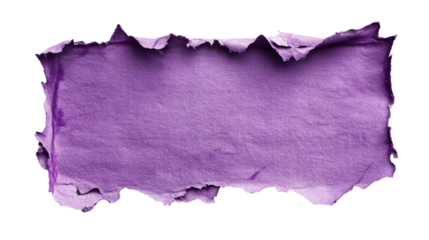 Purple torn paper piece with transparent background for easy isolation