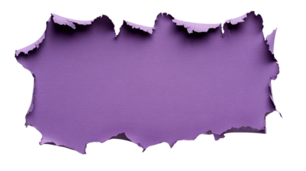 Purple torn paper with transparent background creating blank space for text or design
