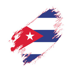 Flag of Cuba Grunge Brush Stroke Style Vector