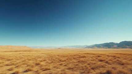 Fototapeta premium Dry desert landscape, vast plains, mountains backdrop, travel poster