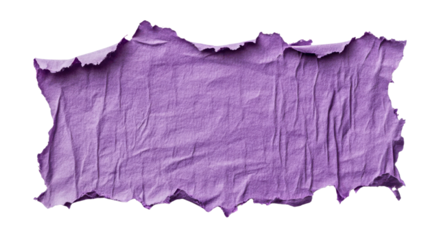 Purple fabric piece with torn edges on transparent background - Powered by Adobe