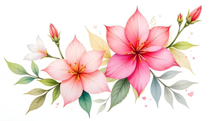 Fototapeta premium Botanical illustration of a stunning pink and orange flower with smooth, curved petals. The digital artwork captures the subtle color transitions and fine veins of each petal, creating a soft yet vibr