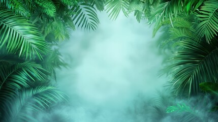 jungle rainforest Misty scene Misty rainforest scene with fog rolling through trees, creating a mystical atmosphere