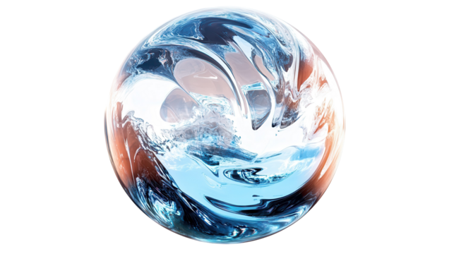 Swirling abstract orb design created with rich textures and vivid colors suggesting motion and depth