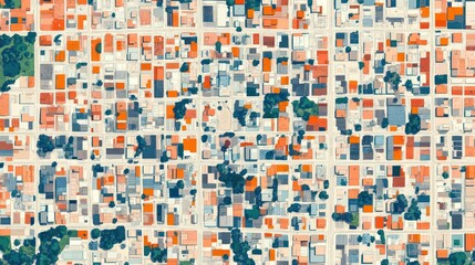 Fototapeta premium Aerial city view, urban planning, streets, buildings, parks, neighborhood map, development, background, design