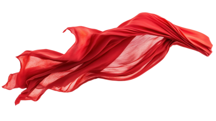 Soft red fabric flowing gently in the air creates a mesmerizing visual display of movement and texture