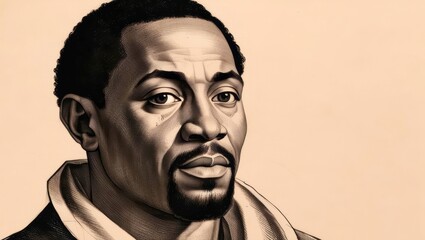  A Renaissance drawing of a portrait, capturing the likeness of a person with expressive lines. Man. 1