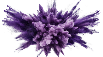 Purple and pink powder exploding on transparent background