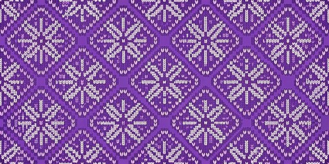 Purple Knitted Snowflake Pattern Design for Winter Fabrics