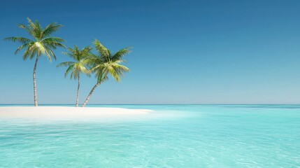 Two Palm Trees on a Secluded White Sand Beach
