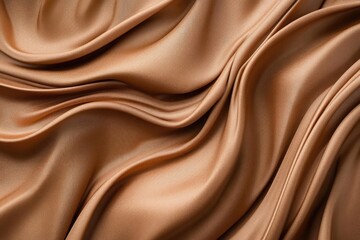 Abstract, brown sheets forming a fluid, dynamic shape, mocha mousse 3D background