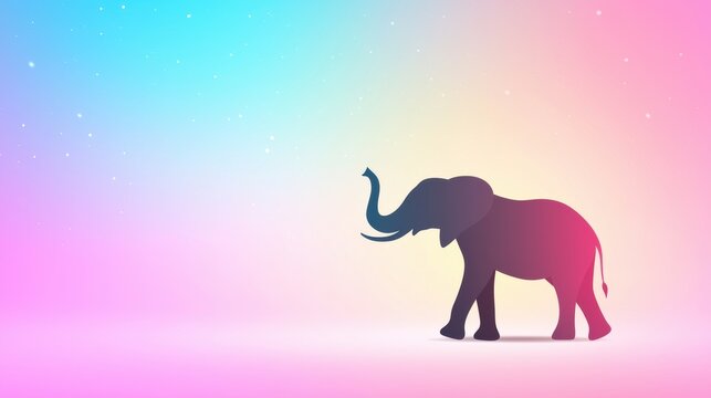 Colourful Silhouette Animal Silhouette of an elephant against a colorful abstract background, representing wisdom and stability