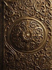 Obraz premium A luxurious vintage royal golden background with intricate textures, exuding timeless elegance and regal charm. Perfect for high-end design, invitations, or historical themes