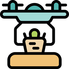 Modern drone delivering food, representing fast and convenient shipping service