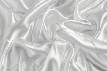 Fototapeta premium Photo of Glossy white satin fabric folds. Background texture for backdrops or mapping