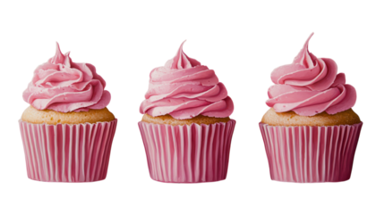 Enjoying decorated cupcakes with pink frosting in a delightful display for a special occasion or celebration