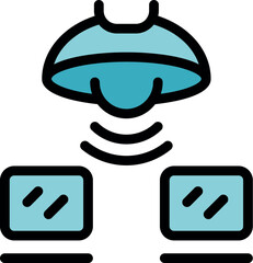 Smart home light controlling devices with sensor icon, filled outline style
