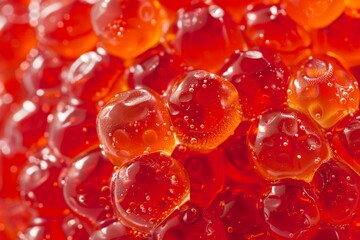 Photo of Fresh and wet natural red caviar. Food photo for backdrops or recipes