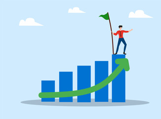 business person with graphic arrow 