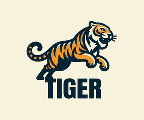 Tiger logo design template. Vector illustration of a tiger mascot.