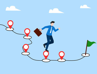 Business man progress to success 