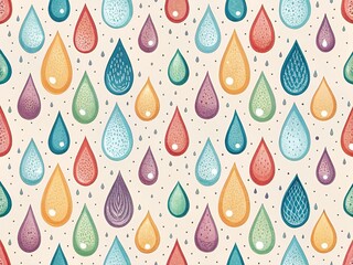 seamless pattern with flowers and drops