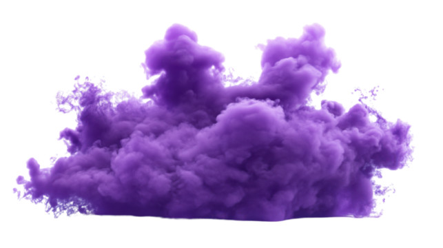 Purple smoke cloud billowing on transparent background