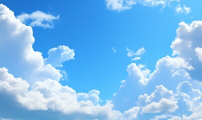 Sunny sky, fluffy clouds, daytime, background, nature